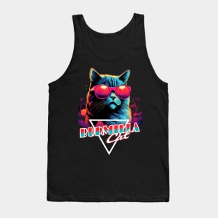 Retro Wave Burmilla Cat Miami Shirt Tank Top